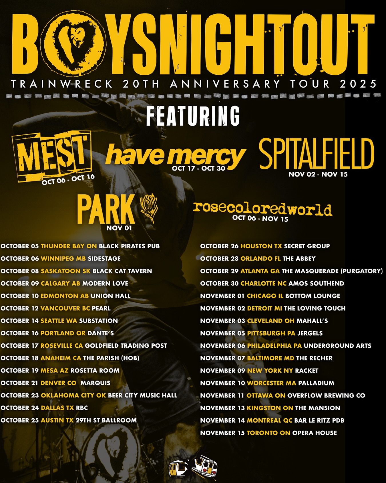 Boys Night Out What to Do When You Are Dead Tour Poster 2025